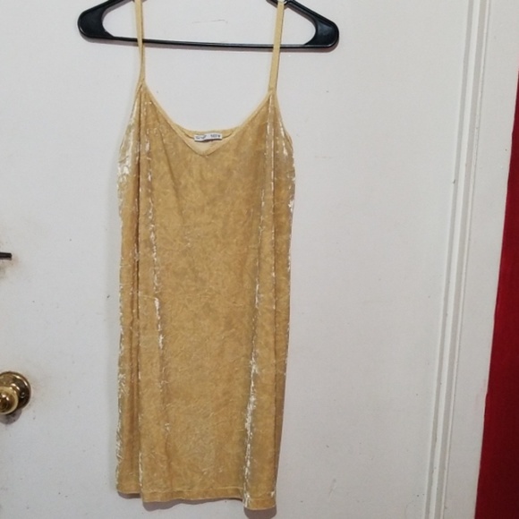 mustard yellow velvet dress